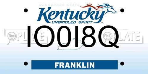 IO0I8Q Kentucky License Plate