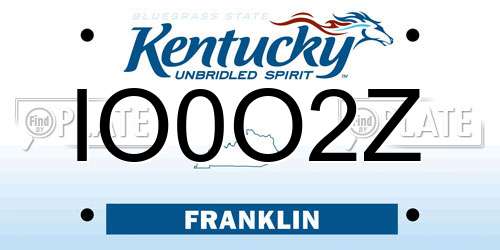 IO0O2Z Kentucky License Plate