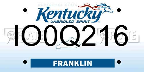 IO0Q216 Kentucky License Plate