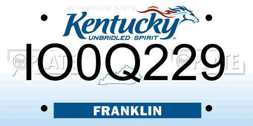 IO0Q229 Kentucky License Plate