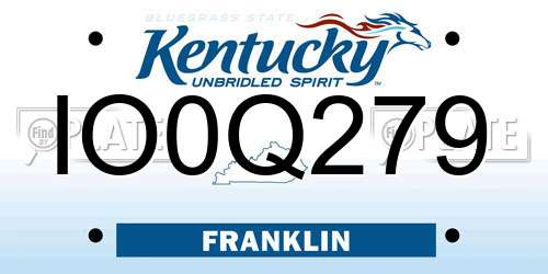 IO0Q279 Kentucky License Plate