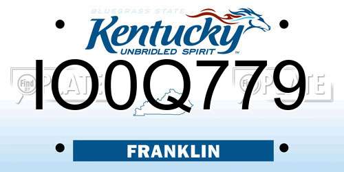 IO0Q779 Kentucky License Plate