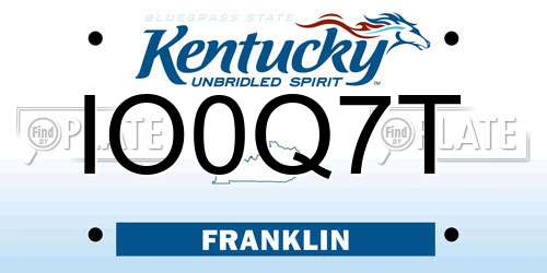 IO0Q7T Kentucky License Plate