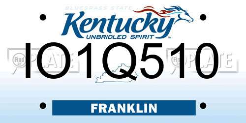 IO1Q510 Kentucky License Plate