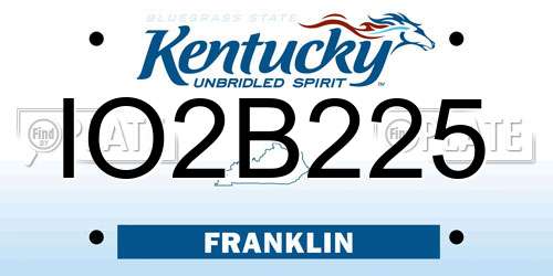 IO2B225 Kentucky License Plate
