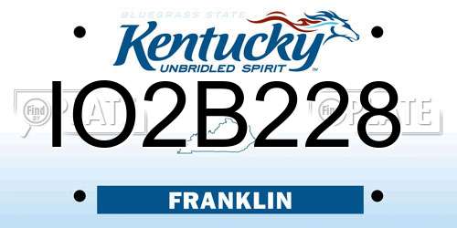 IO2B228 Kentucky License Plate