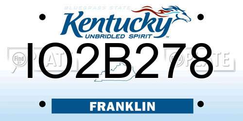 IO2B278 Kentucky License Plate