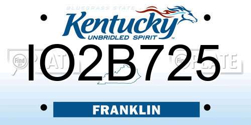 IO2B725 Kentucky License Plate