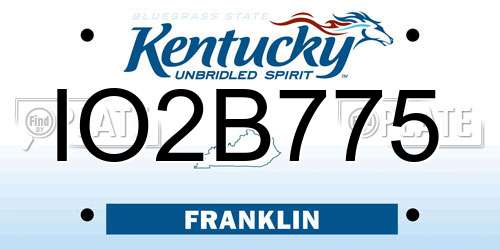 IO2B775 Kentucky License Plate