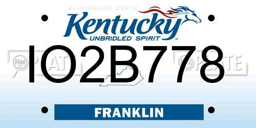 IO2B778 Kentucky License Plate