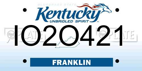 IO2O421 Kentucky License Plate