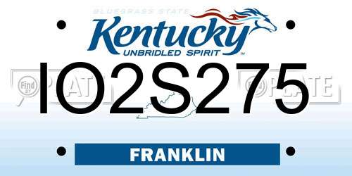 IO2S275 Kentucky License Plate