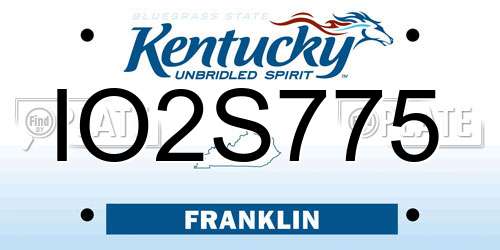 IO2S775 Kentucky License Plate