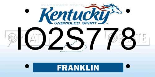 IO2S778 Kentucky License Plate