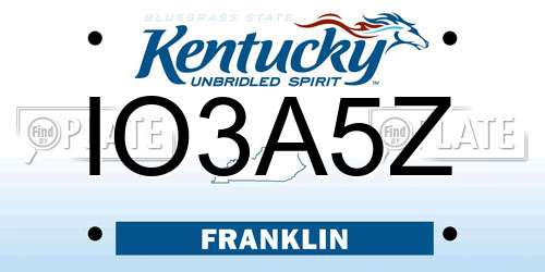 IO3A5Z Kentucky License Plate