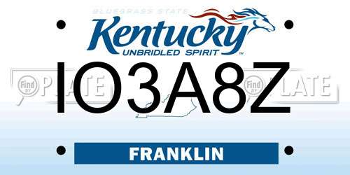 IO3A8Z Kentucky License Plate