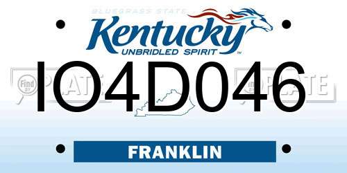 IO4D046 Kentucky License Plate