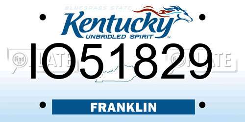 IO51829 Kentucky License Plate