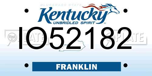 IO52182 Kentucky License Plate