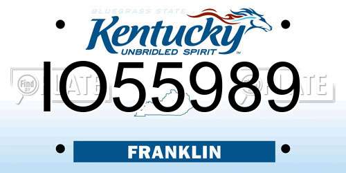 IO55989 Kentucky License Plate