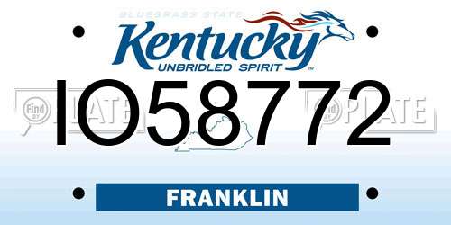 IO58772 Kentucky License Plate
