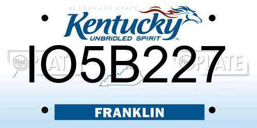 IO5B227 Kentucky License Plate