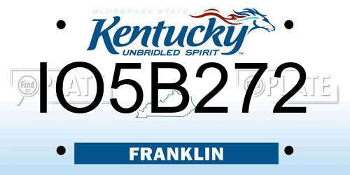 IO5B272 Kentucky License Plate