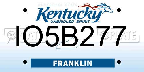 IO5B277 Kentucky License Plate