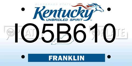 IO5B610 Kentucky License Plate