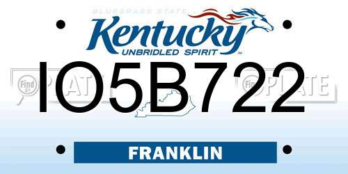 IO5B722 Kentucky License Plate