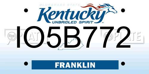 IO5B772 Kentucky License Plate