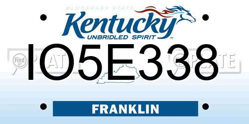 IO5E338 Kentucky License Plate