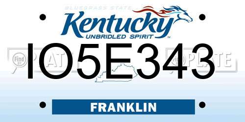 IO5E343 Kentucky License Plate