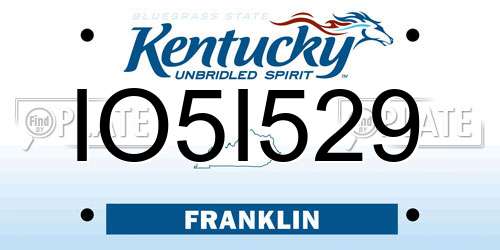 IO5I529 Kentucky License Plate