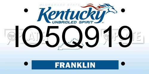IO5Q919 Kentucky License Plate