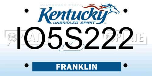 IO5S222 Kentucky License Plate