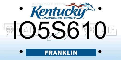 IO5S610 Kentucky License Plate