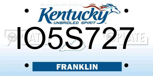 IO5S727 Kentucky License Plate