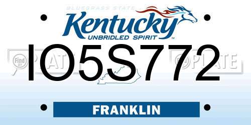 IO5S772 Kentucky License Plate