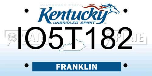 IO5T182 Kentucky License Plate