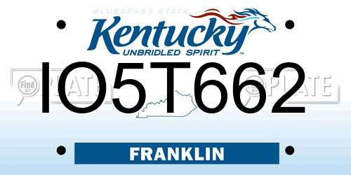 IO5T662 Kentucky License Plate