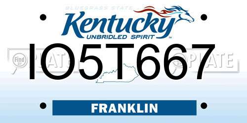 IO5T667 Kentucky License Plate