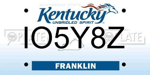 IO5Y8Z Kentucky License Plate