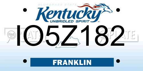 IO5Z182 Kentucky License Plate