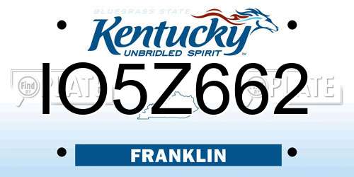 IO5Z662 Kentucky License Plate