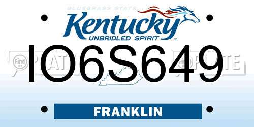 IO6S649 Kentucky License Plate