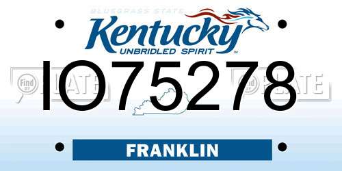 IO75278 Kentucky License Plate