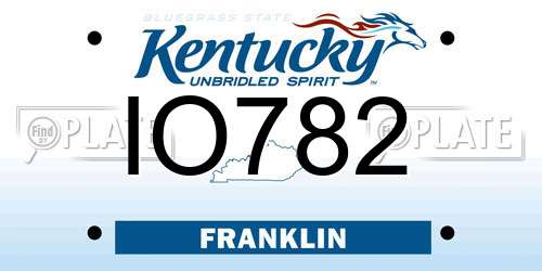 IO782 Kentucky License Plate