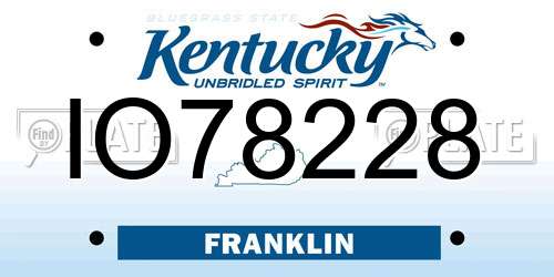 IO78228 Kentucky License Plate