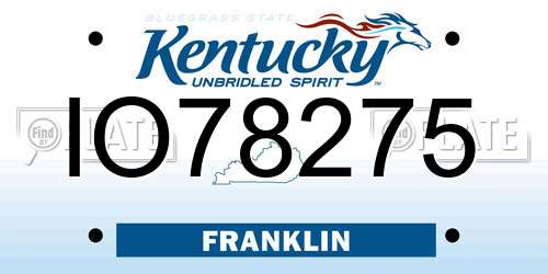 IO78275 Kentucky License Plate